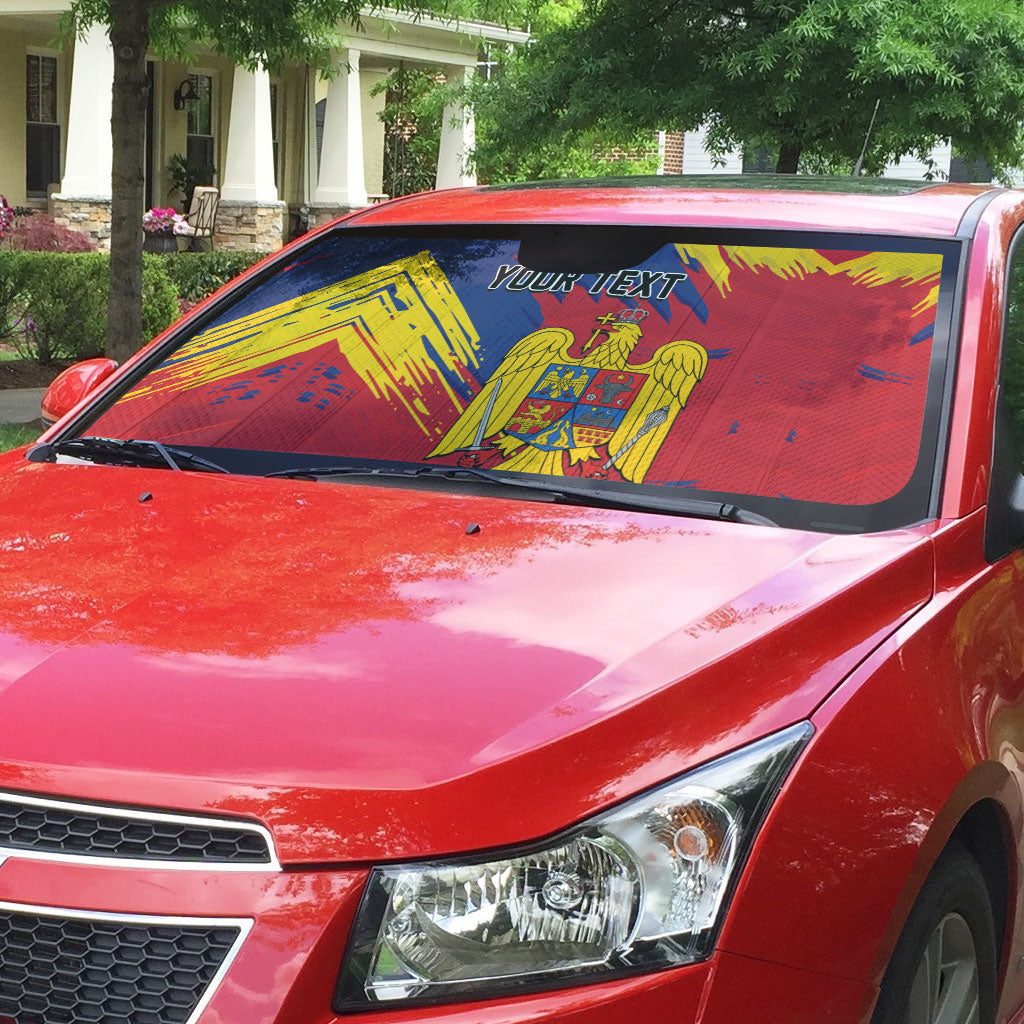 Personalized Romania Flag Day Auto Sun Shade Royal Eagle Patriotic Heritage