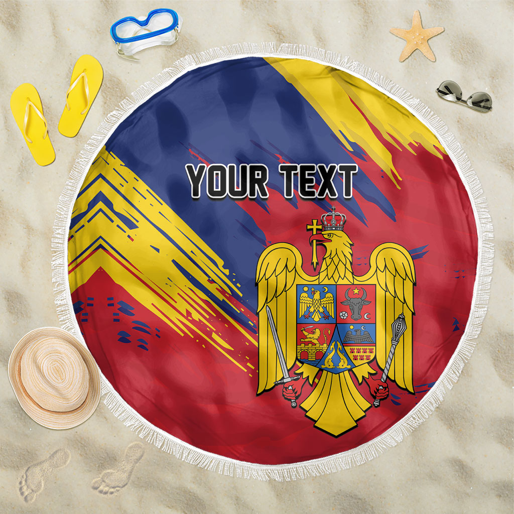 Personalized Romania Flag Day Beach Blanket Royal Eagle Patriotic Heritage