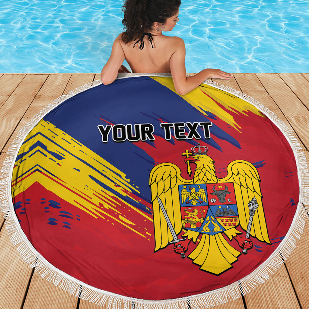Personalized Romania Flag Day Beach Blanket Royal Eagle Patriotic Heritage