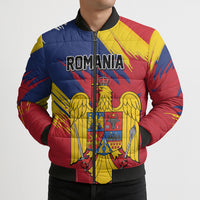 Personalized Romania Flag Day Bomber Puffer Jacket Royal Eagle Patriotic Heritage