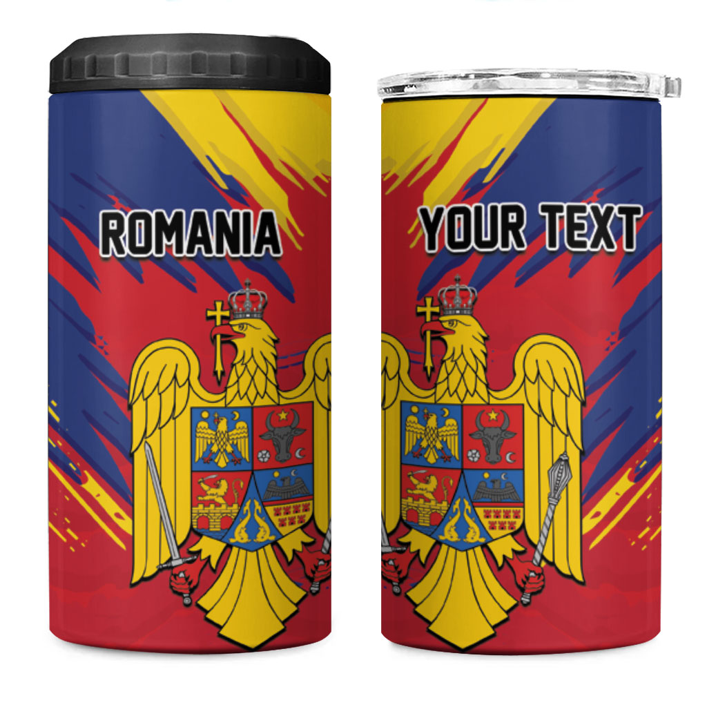 Personalized Romania Flag Day 4 in 1 Can Cooler Tumbler Royal Eagle Patriotic Heritage