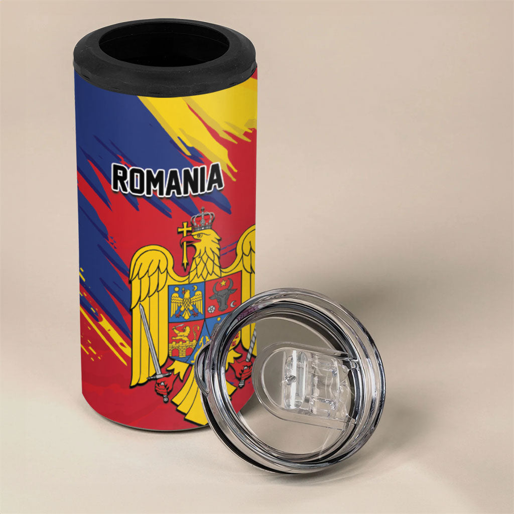 Personalized Romania Flag Day 4 in 1 Can Cooler Tumbler Royal Eagle Patriotic Heritage