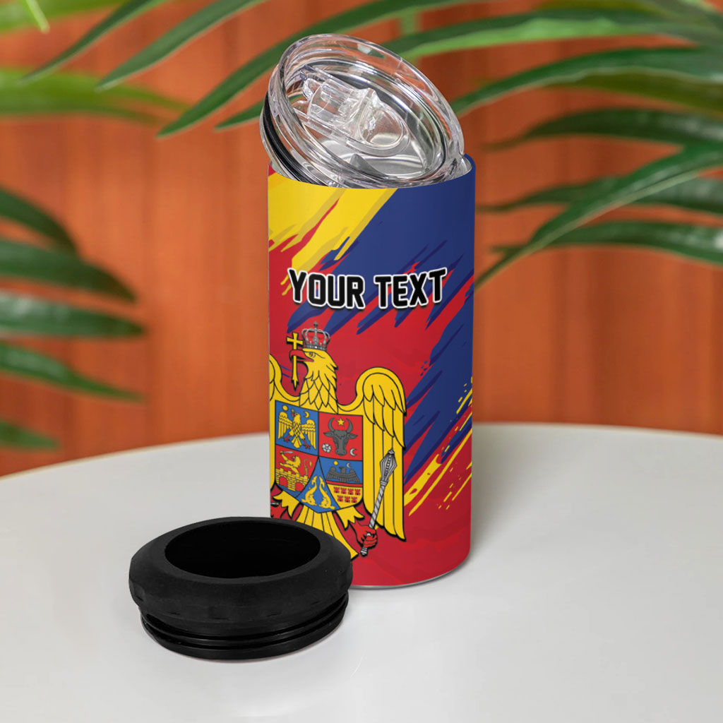 Personalized Romania Flag Day 4 in 1 Can Cooler Tumbler Royal Eagle Patriotic Heritage