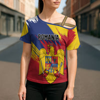 Personalized Romania Flag Day Cross Shoulder Shirt Royal Eagle Patriotic Heritage