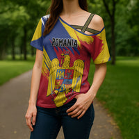 Personalized Romania Flag Day Cross Shoulder Shirt Royal Eagle Patriotic Heritage