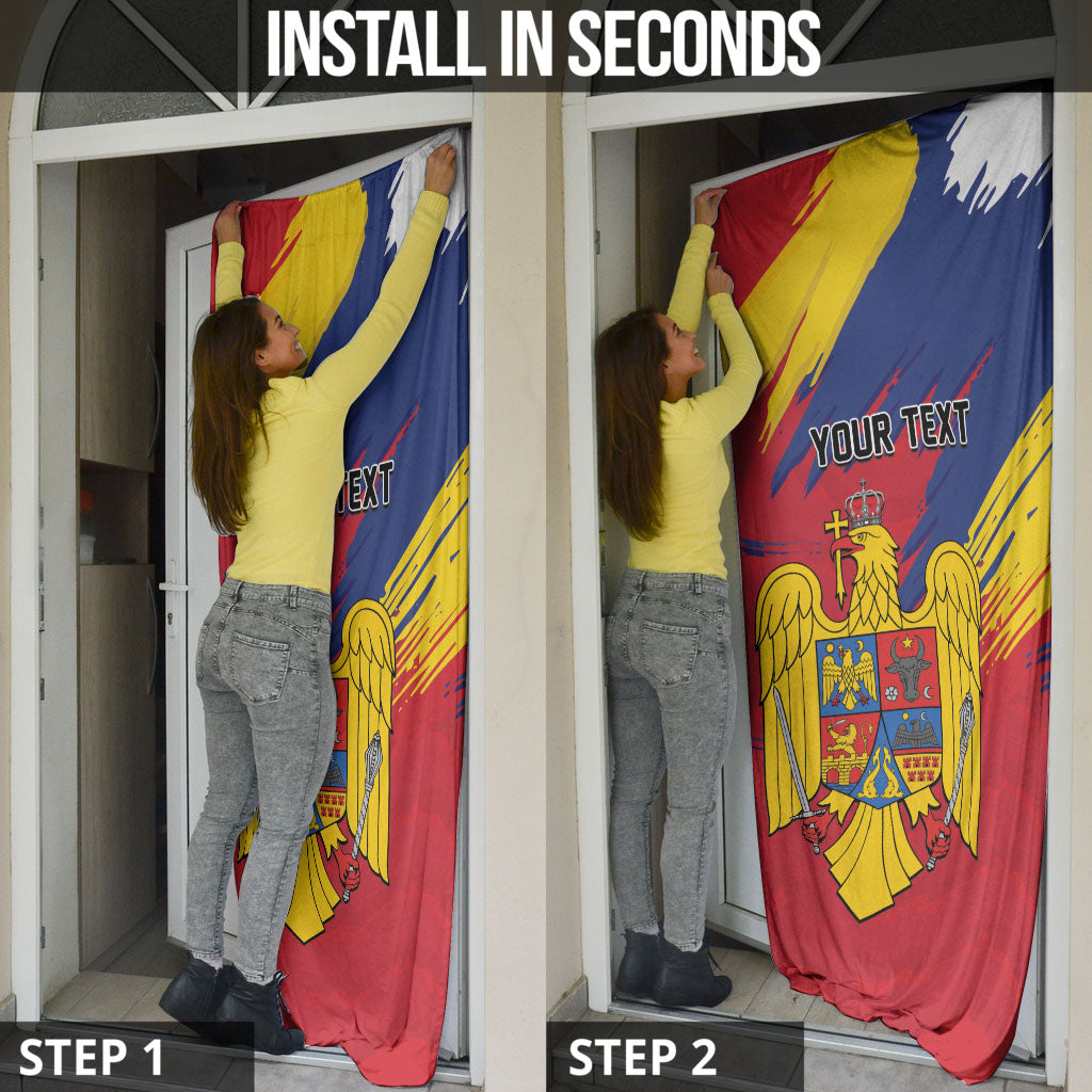 Personalized Romania Flag Day Door Cover Royal Eagle Patriotic Heritage