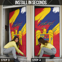 Personalized Romania Flag Day Door Cover Royal Eagle Patriotic Heritage