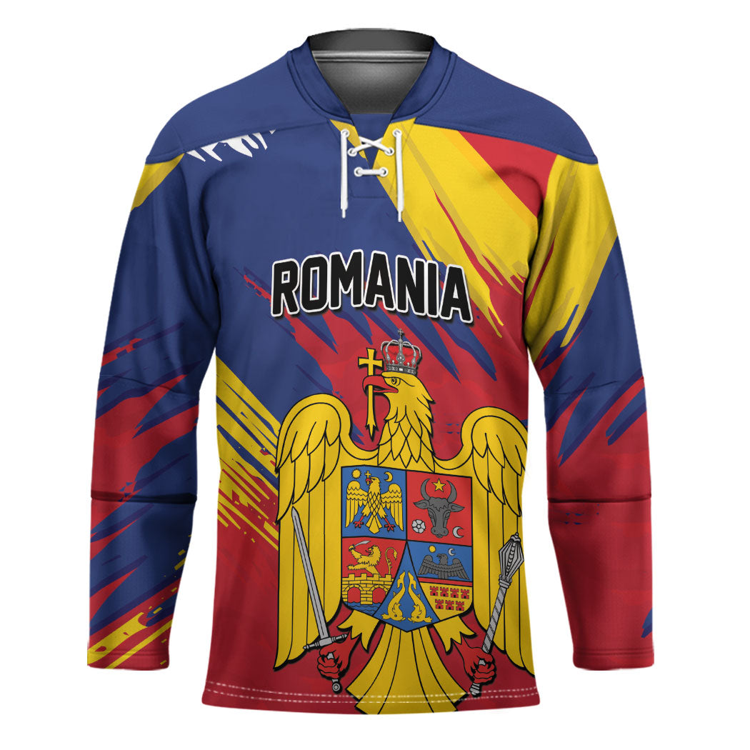 Personalized Romania Flag Day Hockey Jersey Royal Eagle Patriotic Heritage