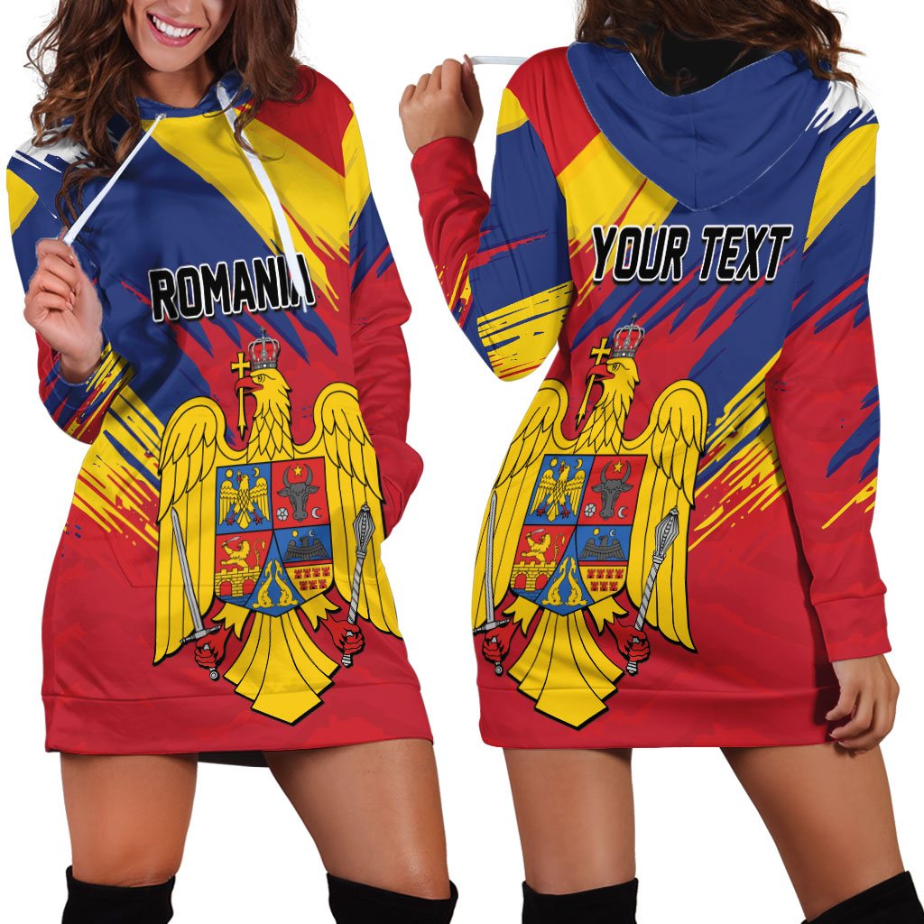 Personalized Romania Flag Day Hoodie Dress Royal Eagle Patriotic Heritage