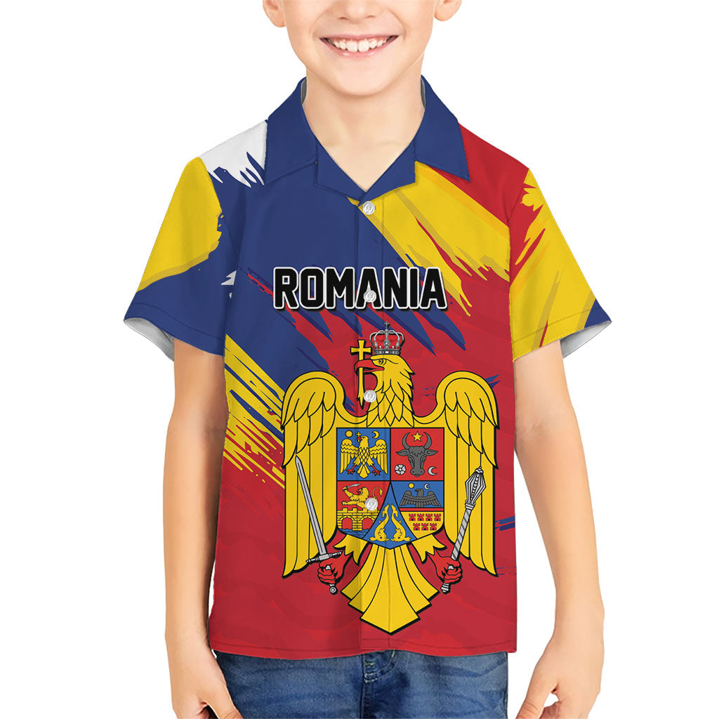 Personalized Romania Flag Day Kid Hawaiian Shirt Royal Eagle Patriotic Heritage