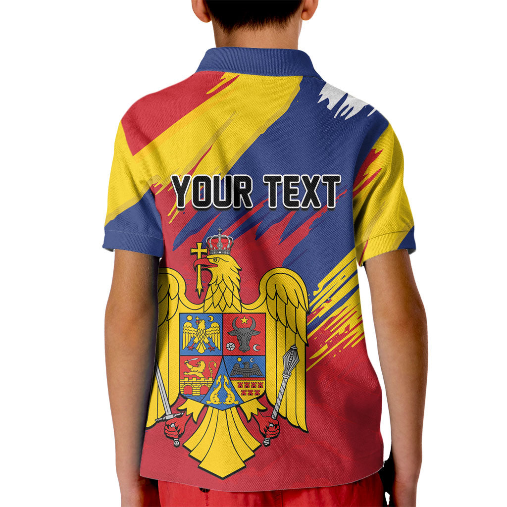 Personalized Romania Flag Day Kid Polo Shirt Royal Eagle Patriotic Heritage