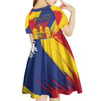 Personalized Romania Flag Day Kid Short Sleeve Dress Royal Eagle Patriotic Heritage