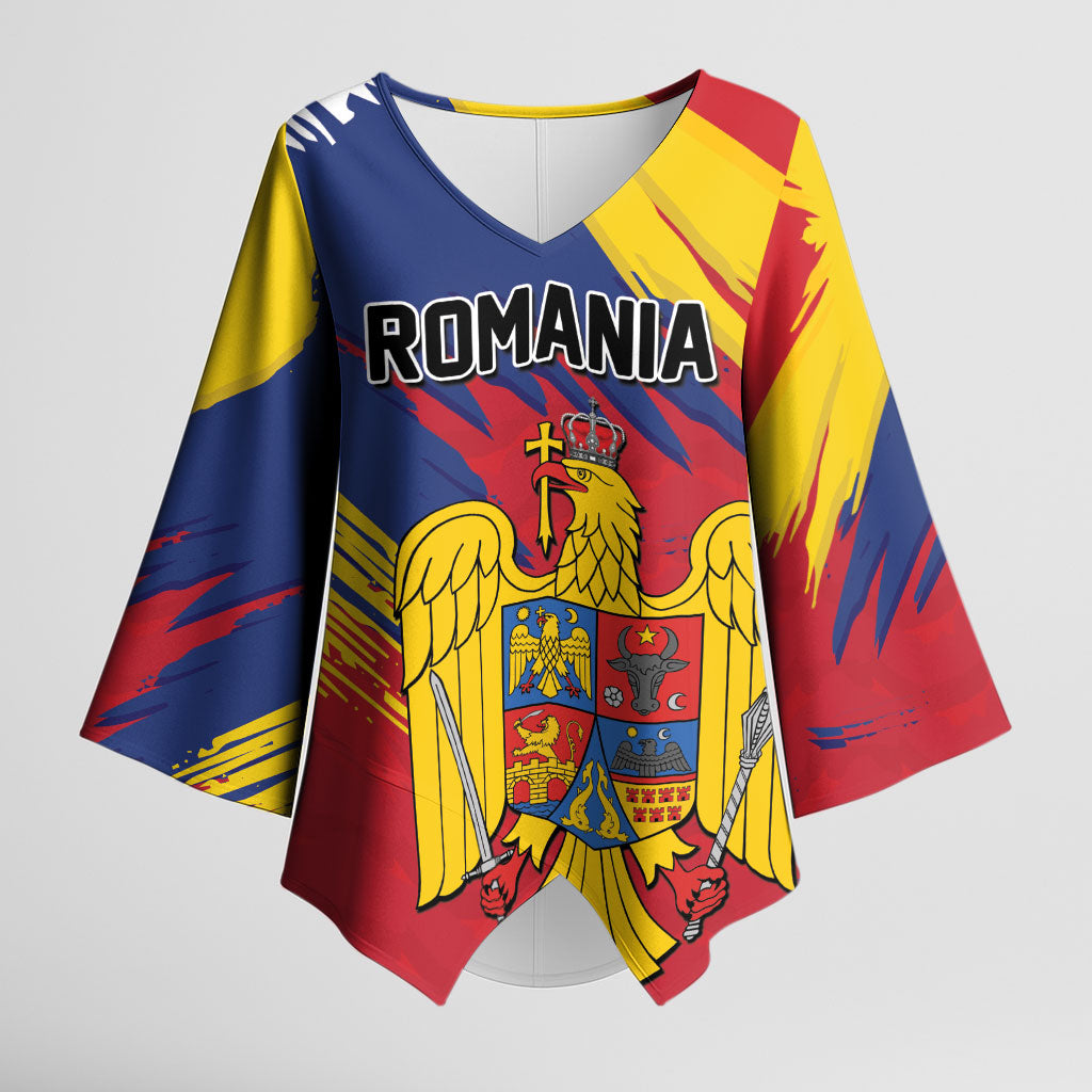 Personalized Romania Flag Day Kimono Sleeve Blouse Royal Eagle Patriotic Heritage
