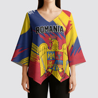 Personalized Romania Flag Day Kimono Sleeve Blouse Royal Eagle Patriotic Heritage