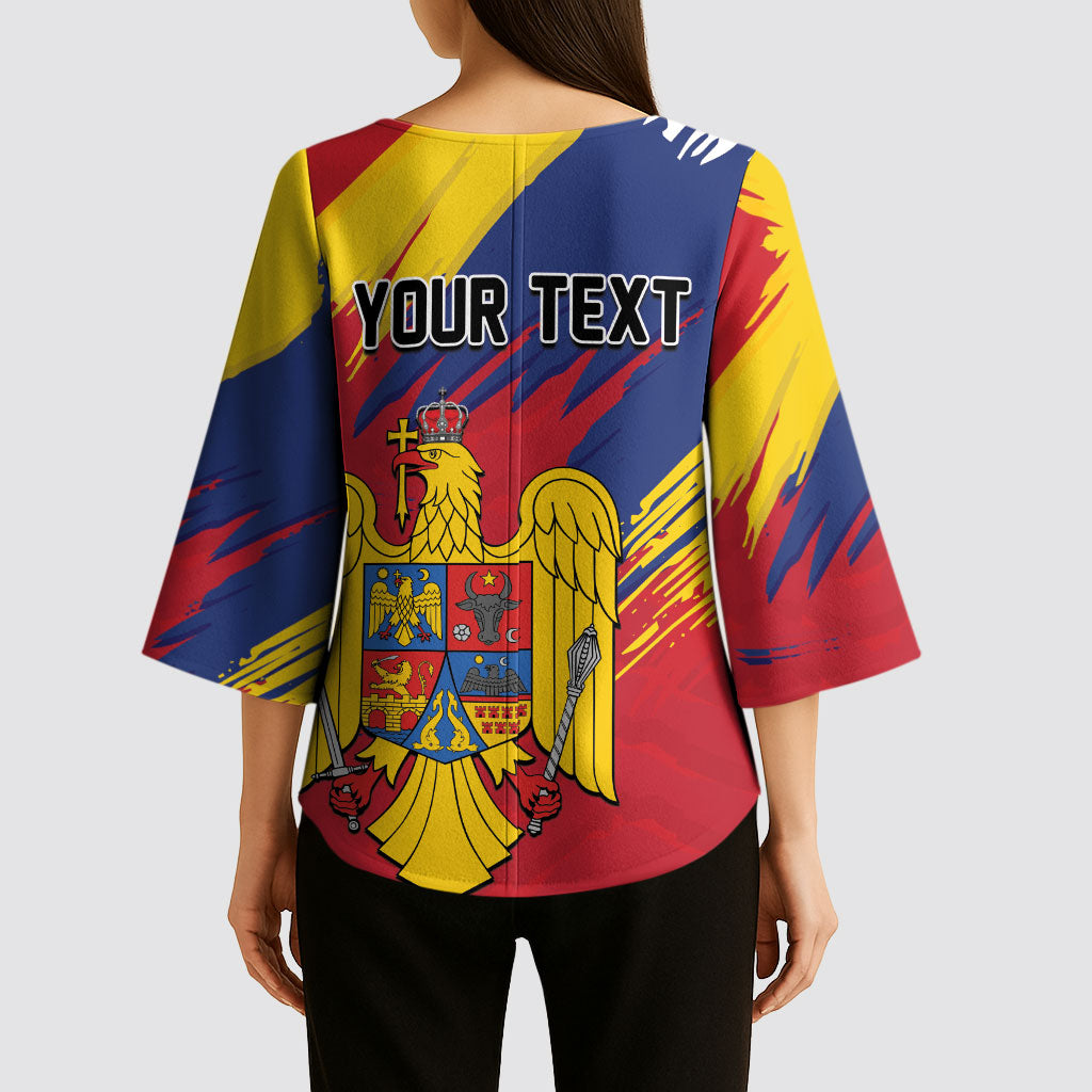 Personalized Romania Flag Day Kimono Sleeve Blouse Royal Eagle Patriotic Heritage