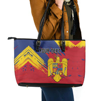 Personalized Romania Flag Day Leather Tote Bag Royal Eagle Patriotic Heritage