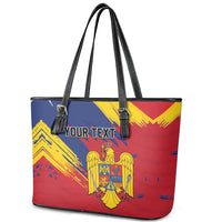 Personalized Romania Flag Day Leather Tote Bag Royal Eagle Patriotic Heritage