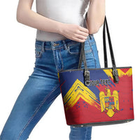 Personalized Romania Flag Day Leather Tote Bag Royal Eagle Patriotic Heritage