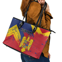 Personalized Romania Flag Day Leather Tote Bag Royal Eagle Patriotic Heritage