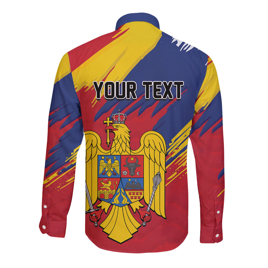 Personalized Romania Flag Day Long Sleeve Button Shirt Royal Eagle Patriotic Heritage