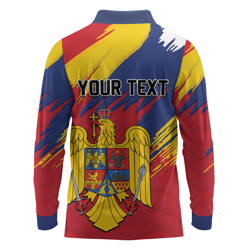 Personalized Romania Flag Day Long Sleeve Polo Shirt Royal Eagle Patriotic Heritage
