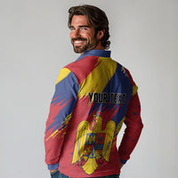 Personalized Romania Flag Day Long Sleeve Polo Shirt Royal Eagle Patriotic Heritage