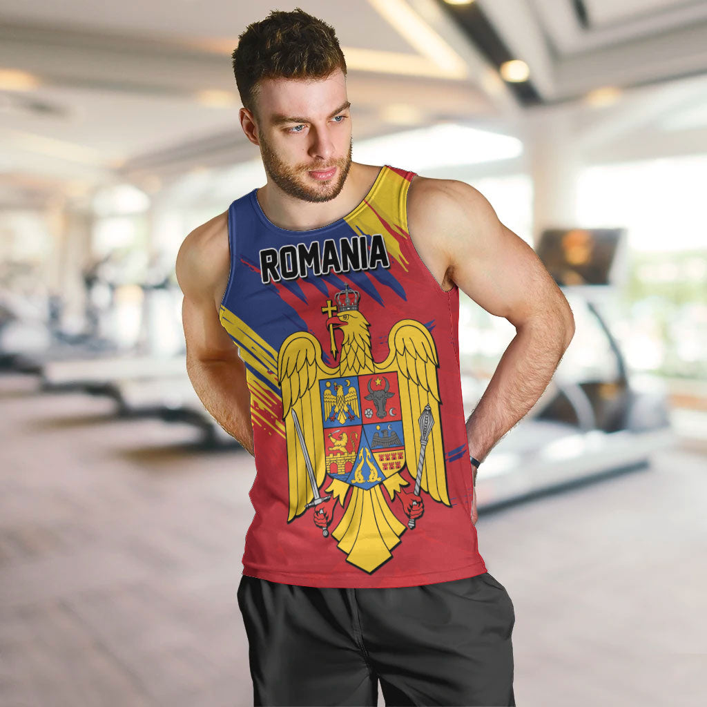 Personalized Romania Flag Day Men Tank Top Royal Eagle Patriotic Heritage