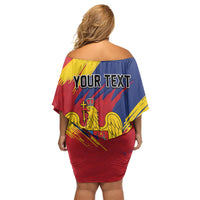 Personalized Romania Flag Day Off Shoulder Short Dress Royal Eagle Patriotic Heritage