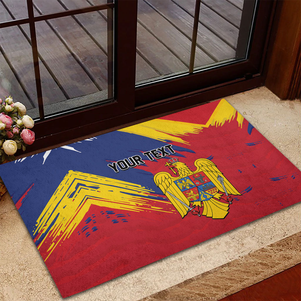 Personalized Romania Flag Day Rubber Doormat Royal Eagle Patriotic Heritage