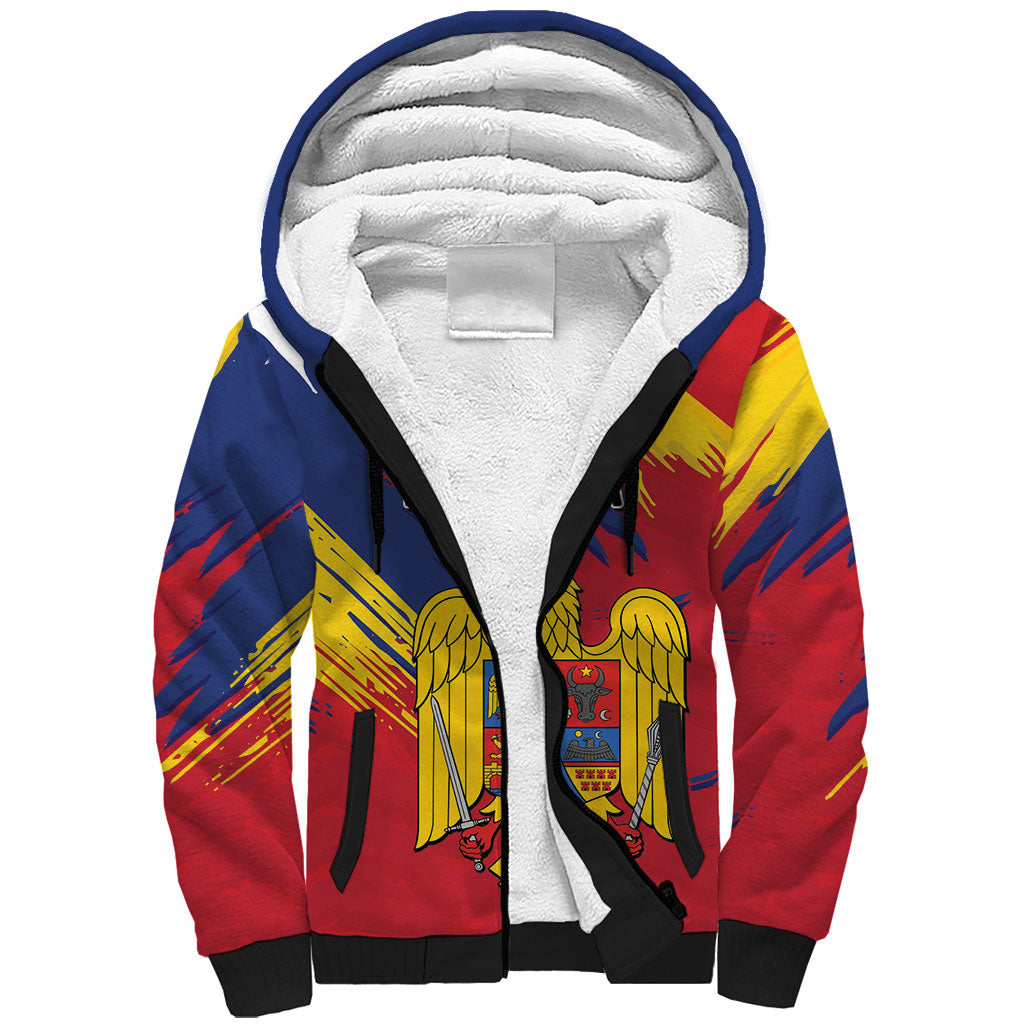 Personalized Romania Flag Day Sherpa Hoodie Royal Eagle Patriotic Heritage