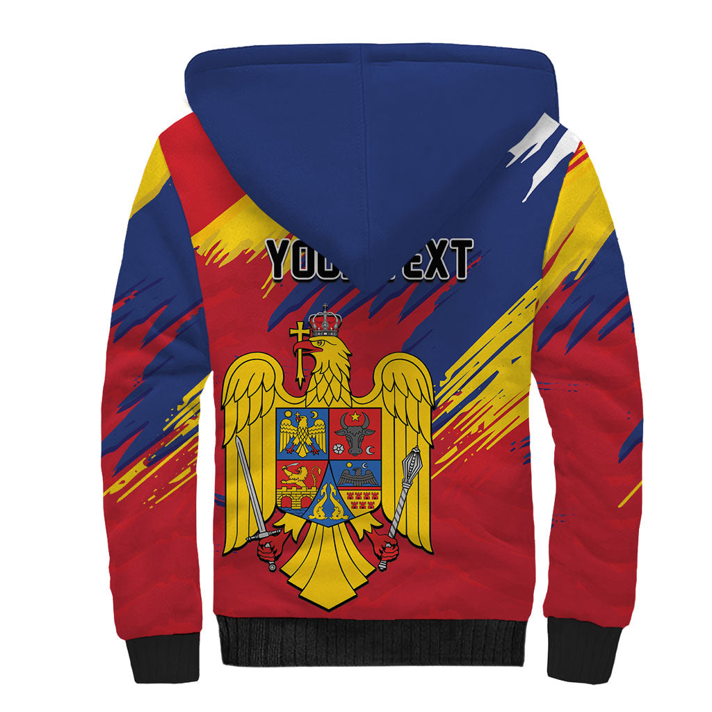 Personalized Romania Flag Day Sherpa Hoodie Royal Eagle Patriotic Heritage