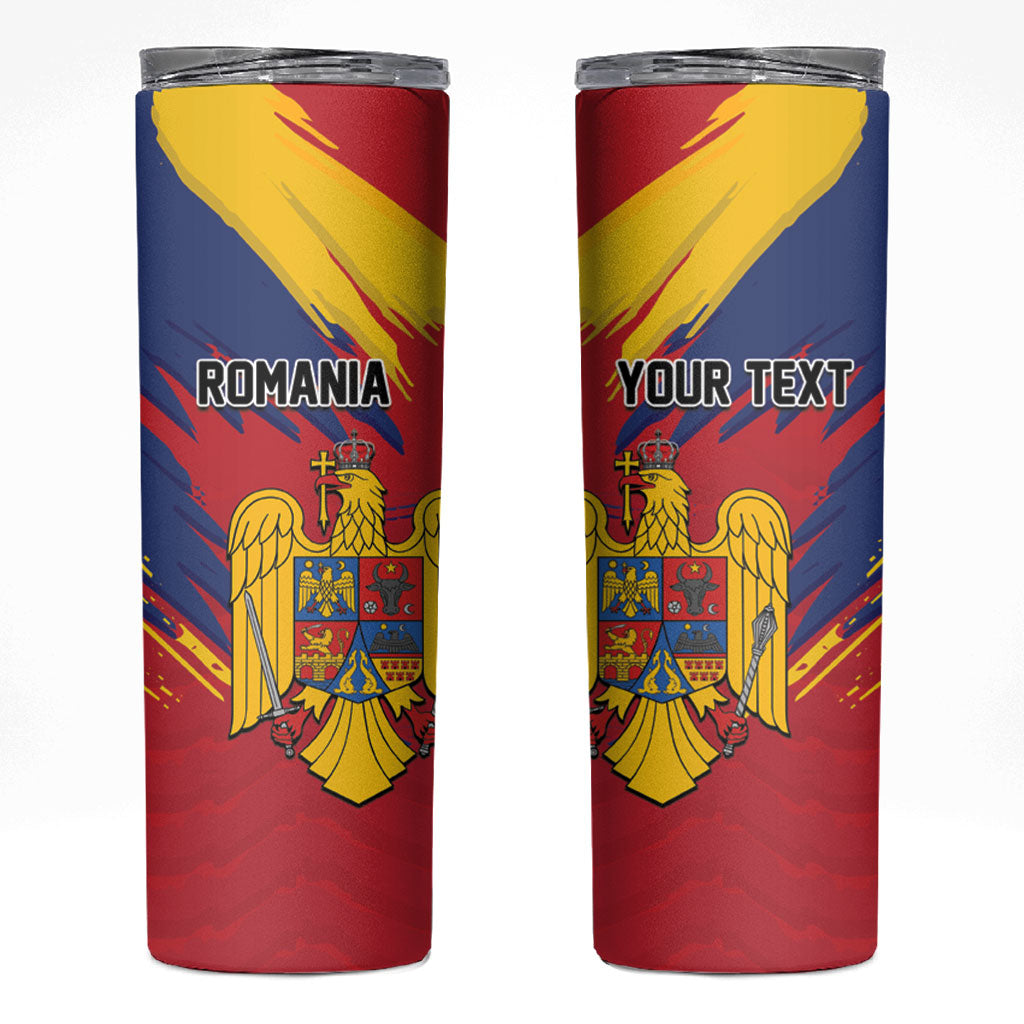 Personalized Romania Flag Day Skinny Tumbler Royal Eagle Patriotic Heritage