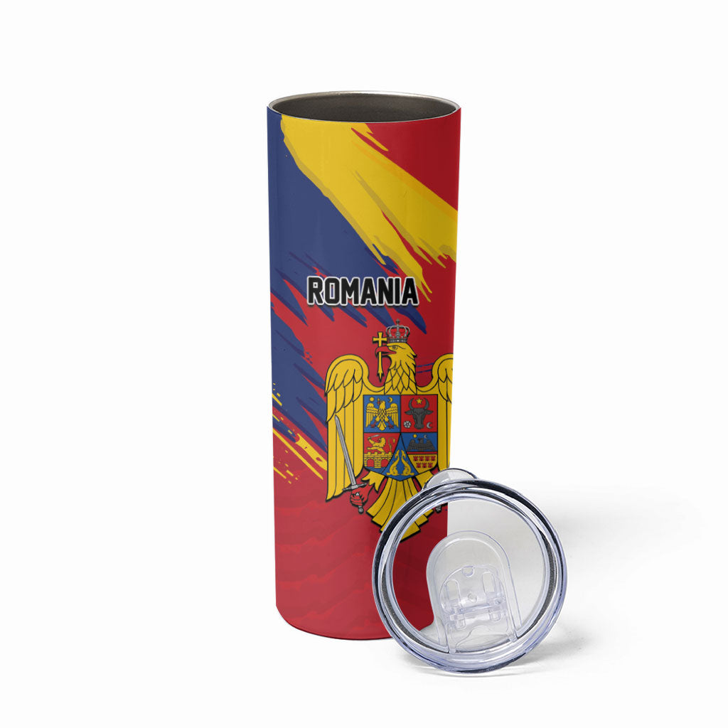Personalized Romania Flag Day Skinny Tumbler Royal Eagle Patriotic Heritage