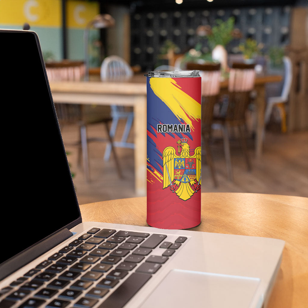 Personalized Romania Flag Day Skinny Tumbler Royal Eagle Patriotic Heritage