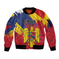 Personalized Romania Flag Day Sleeve Zip Bomber Jacket Royal Eagle Patriotic Heritage