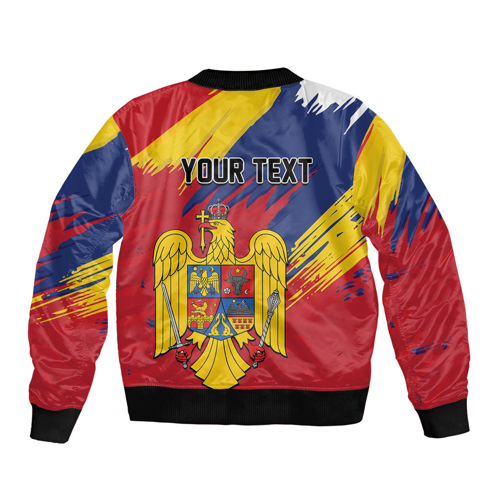 Personalized Romania Flag Day Sleeve Zip Bomber Jacket Royal Eagle Patriotic Heritage