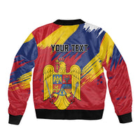 Personalized Romania Flag Day Sleeve Zip Bomber Jacket Royal Eagle Patriotic Heritage