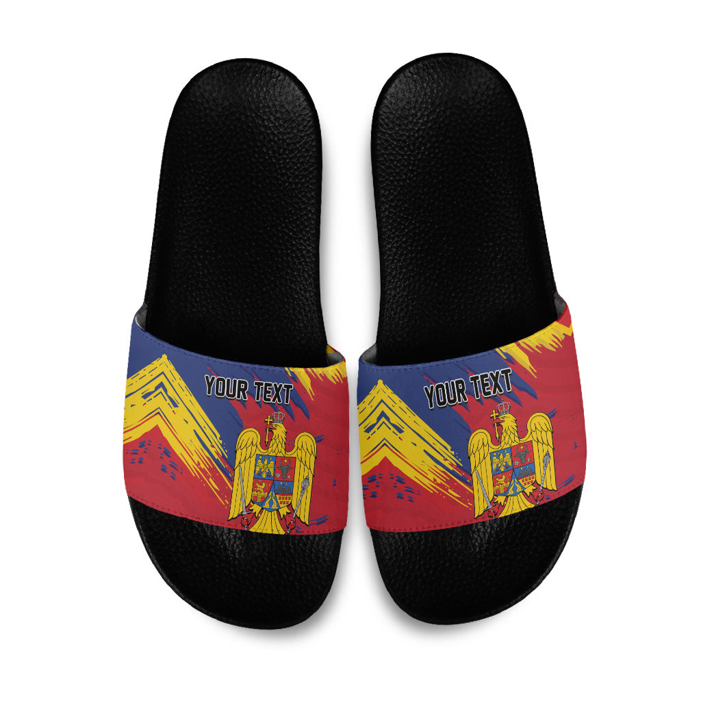 Personalized Romania Flag Day Slide Sandals Royal Eagle Patriotic Heritage