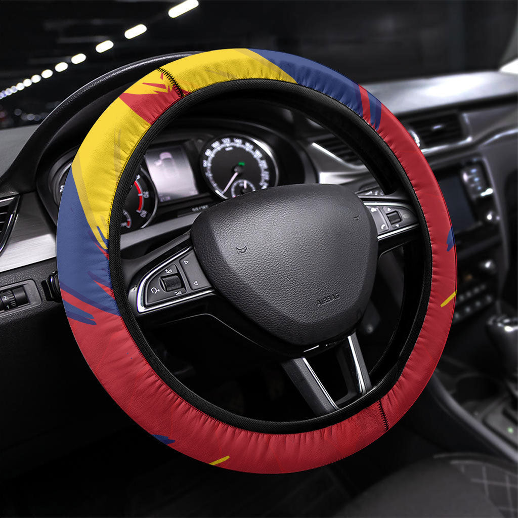Romania Flag Day Steering Wheel Cover Royal Eagle Patriotic Heritage