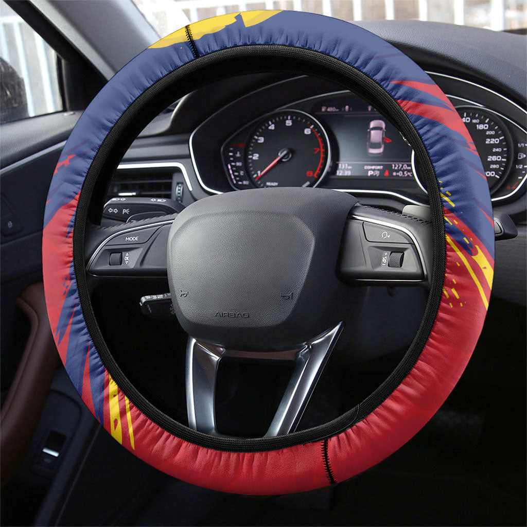 Romania Flag Day Steering Wheel Cover Royal Eagle Patriotic Heritage