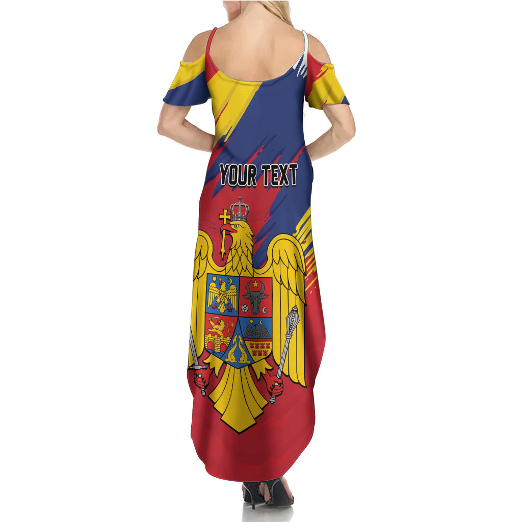 Personalized Romania Flag Day Summer Maxi Dress Royal Eagle Patriotic Heritage