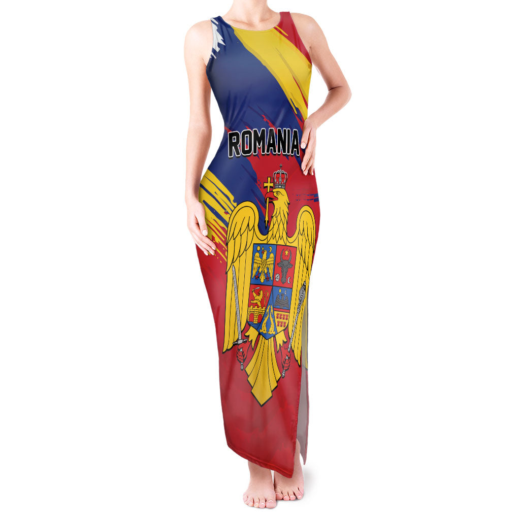 Personalized Romania Flag Day Tank Maxi Dress Royal Eagle Patriotic Heritage