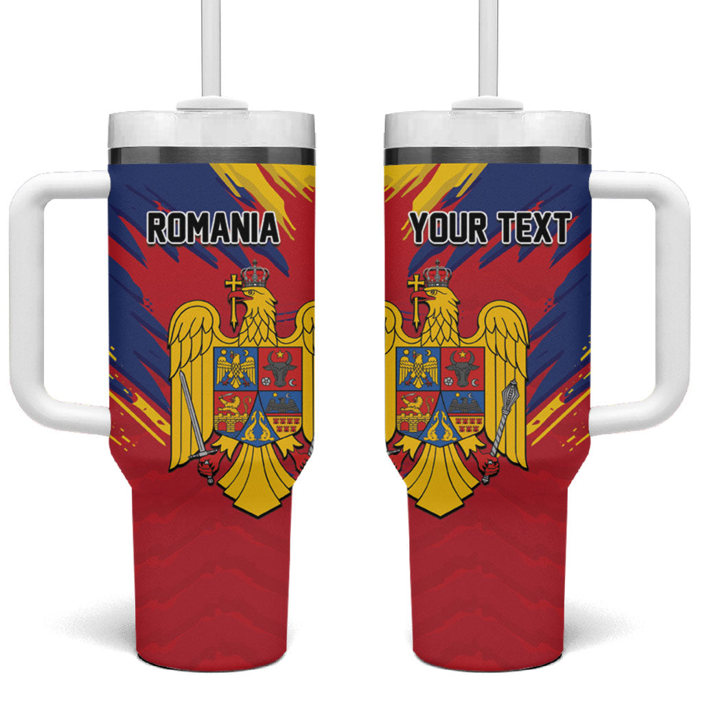 Personalized Romania Flag Day Tumbler With Handle Royal Eagle Patriotic Heritage
