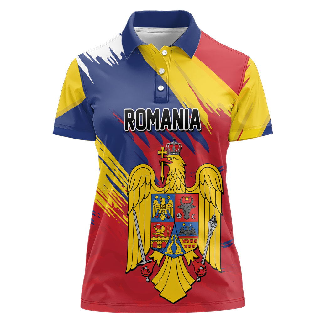 Personalized Romania Flag Day Women Polo Shirt Royal Eagle Patriotic Heritage