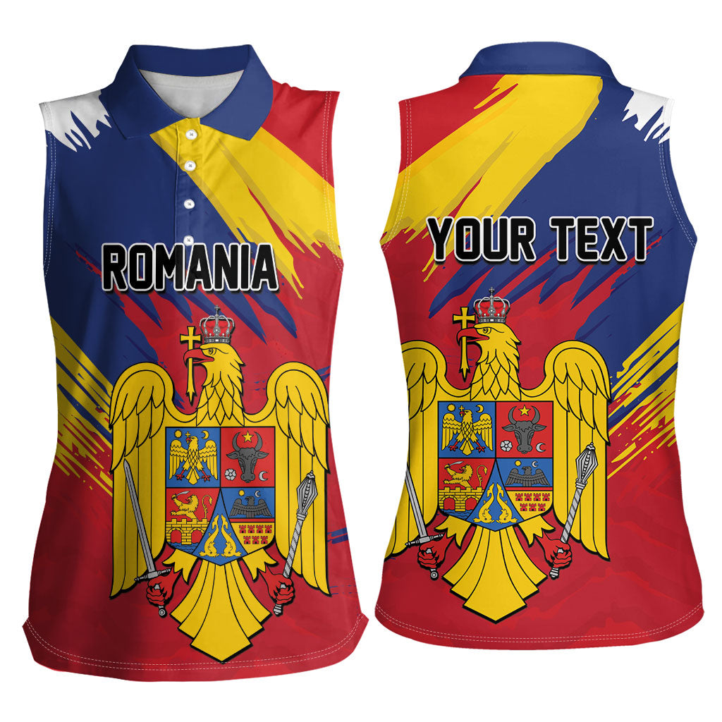 Personalized Romania Flag Day Women Sleeveless Polo Shirt Royal Eagle Patriotic Heritage