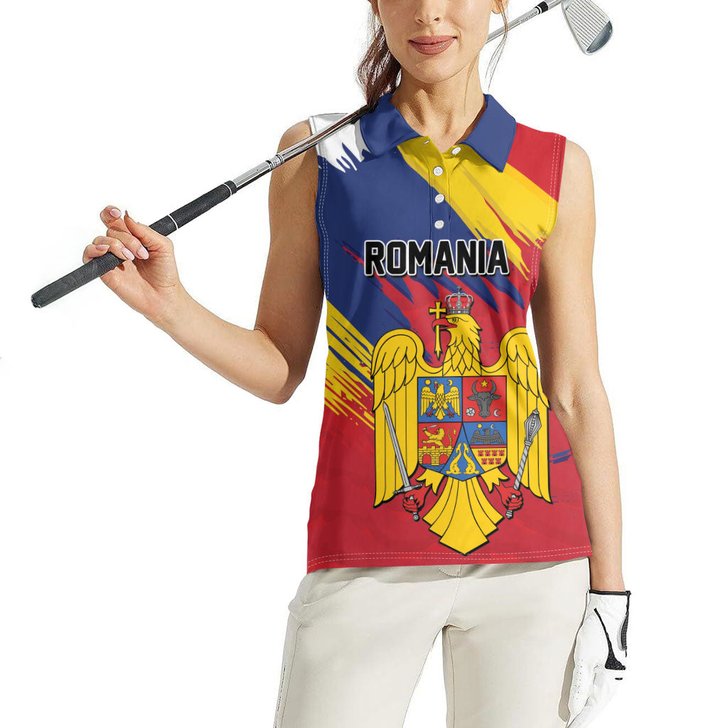 Personalized Romania Flag Day Women Sleeveless Polo Shirt Royal Eagle Patriotic Heritage