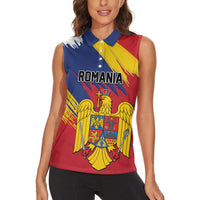 Personalized Romania Flag Day Women Sleeveless Polo Shirt Royal Eagle Patriotic Heritage
