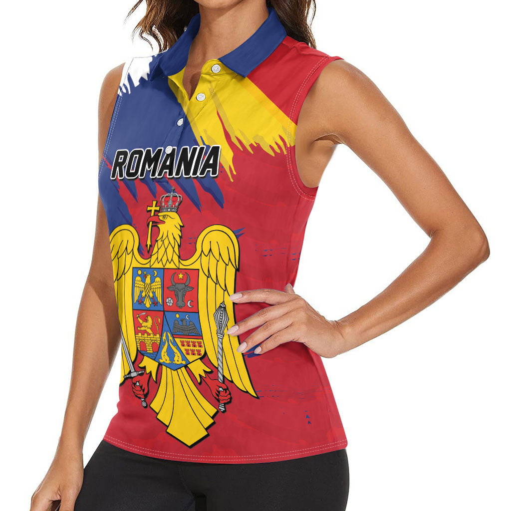 Personalized Romania Flag Day Women Sleeveless Polo Shirt Royal Eagle Patriotic Heritage