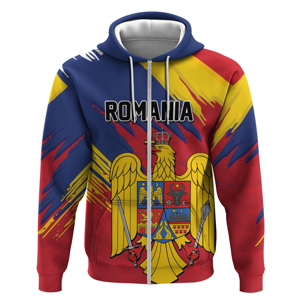 Personalized Romania Flag Day Zip Hoodie Royal Eagle Patriotic Heritage