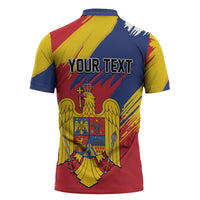 Personalized Romania Flag Day Zipper Polo Shirt Royal Eagle Patriotic Heritage